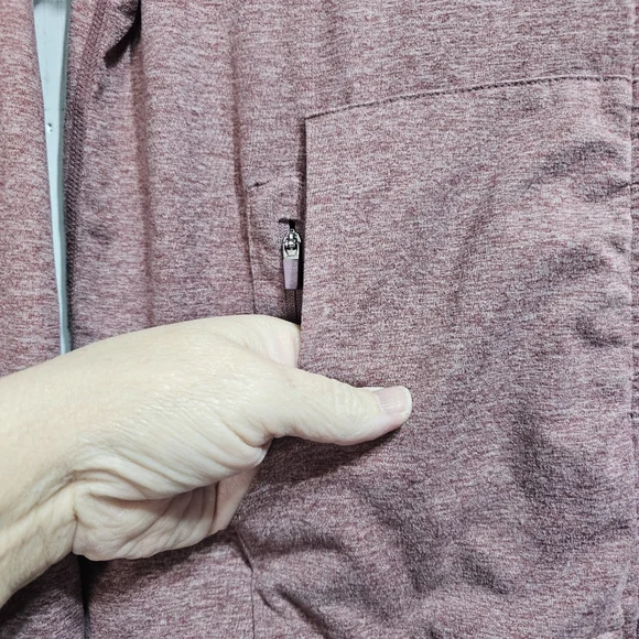 Quince FlowKnit Front Zip Hoodie Stretch Heathered Burgundy Jacket Size Medium. - Picture 6 of 12